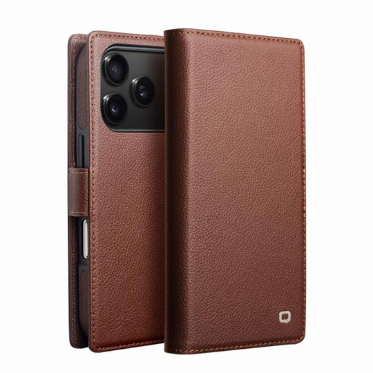 For iPhone 18 Pro Max / 17 Pro Max QIALINO Classics 3rd Genuine Leather Phone Case(Brown)