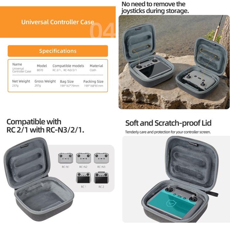 Sunnylife Carrying Hard Travel Storage Bag For DJI RC 2/1 / RC-N3/2/1 Controller Bag - Carry Cases & Bags by Sunnylife | Online Shopping UK | buy2fix