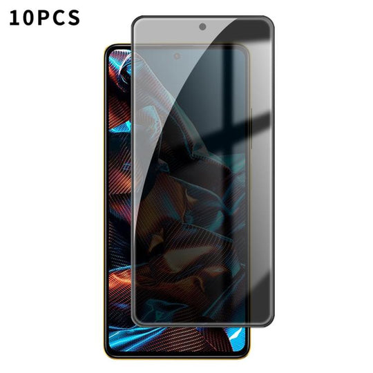 For Xiaomi Poco X5 Pro 10pcs Kalebol High-Aluminum Screen-Printed Full-Coverage Black-Border Privacy Tempered Glass Film