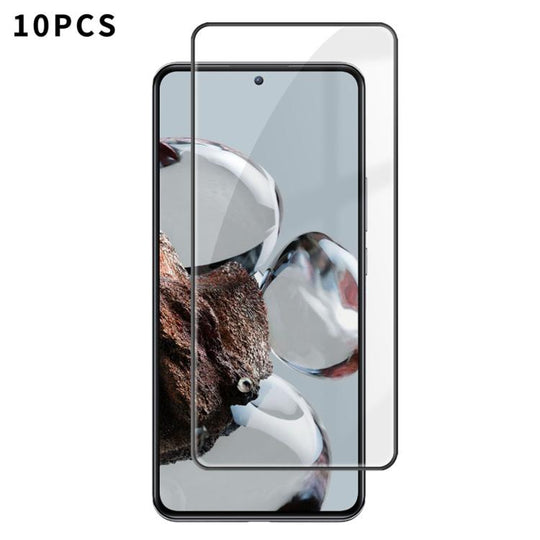 For Xiaomi 12T Pro 10pcs Kalebol High-Aluminum Screen-Printed Full-Coverage Anti-Fingerprint Black-Bordered HD Tempered Glass Film