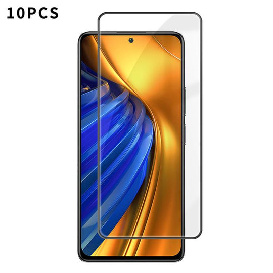 For Xiaomi Poco F4 10pcs Kalebol High-Aluminum Screen-Printed Full-Coverage Anti-Fingerprint Black-Bordered HD Tempered Glass Film