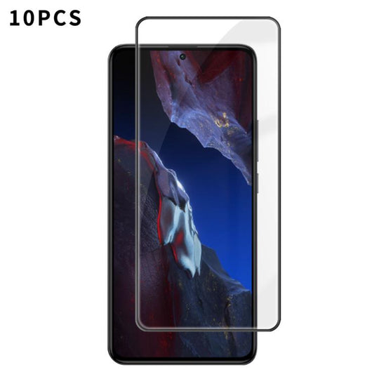 For Xiaomi Poco F5 Pro 10pcs Kalebol High-Aluminum Screen-Printed Full-Coverage Anti-Fingerprint Black-Bordered HD Tempered Glass Film