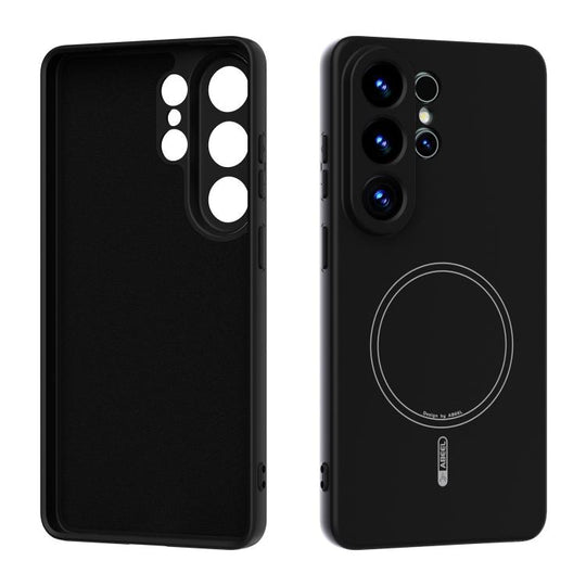 For Samsung Galaxy S26 Ultra 5G ABEEL Skin-friendly Feel Magsafe Liquid Silicone Phone Case(Black)