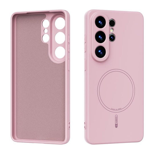 For Samsung Galaxy S26 Ultra 5G ABEEL Skin-friendly Feel Magsafe Liquid Silicone Phone Case(Pink)