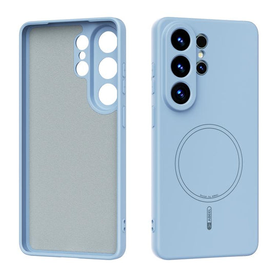 For Samsung Galaxy S26 Ultra 5G ABEEL Skin-friendly Feel Magsafe Liquid Silicone Phone Case(Sky Blue)