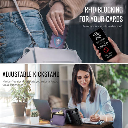 For iPhone Air JEEHOOD J12 Exquisite RFID MagSafe Zipper Card Bag Phone Case(Purple) - iPhone Air Cases by JEEHOOD | Online Shopping UK | buy2fix