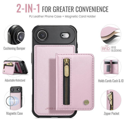 For iPhone Air JEEHOOD J12 Exquisite RFID MagSafe Zipper Card Bag Phone Case(Pink) - iPhone Air Cases by JEEHOOD | Online Shopping UK | buy2fix