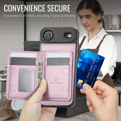 For iPhone Air JEEHOOD J12 Exquisite RFID MagSafe Zipper Card Bag Phone Case(Pink) - iPhone Air Cases by JEEHOOD | Online Shopping UK | buy2fix