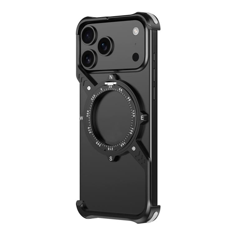 For iPhone 17 Pro Max S Shaped 360 Holder Airbag Frameless MagSafe Metal Phone Case(Black) - iPhone 17 Pro Max Cases by buy2fix | Online Shopping UK | buy2fix