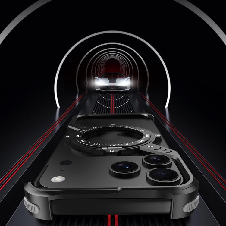 For iPhone 17 Pro Max S Shaped 360 Holder Airbag Frameless MagSafe Metal Phone Case(Black) - iPhone 17 Pro Max Cases by buy2fix | Online Shopping UK | buy2fix