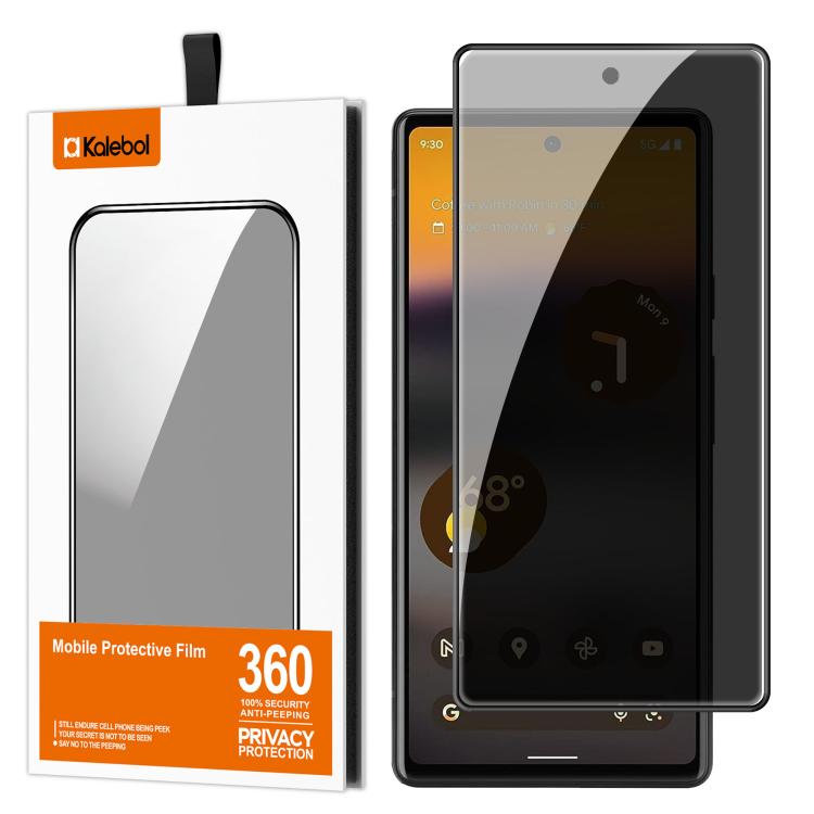 For Google Pixel 6a Kalebol High-Aluminum Screen-Printed Full-Coverage Black-Border Privacy Tempered Glass Film - Google Tempered Glass by Kalebol | Online Shopping UK | buy2fix