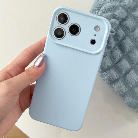 For iPhone 17 Pro Max Precision Hole Camera Frame Solid Color Phone Case(Blue)