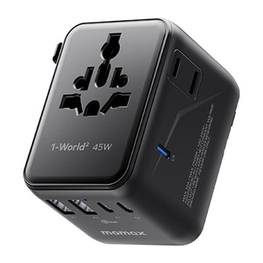 MOMAX UA31D 1-World 2 45W Dual AC 5-Port Universal Travel GaN Charger with 60W Cable(Black)