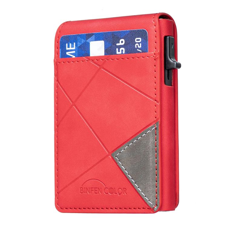 BFK29 Prismatic Embossed MagSafe Magnetic Leather Card Bag(Red) - Adhesive Card Holders by buy2fix | Online Shopping UK | buy2fix