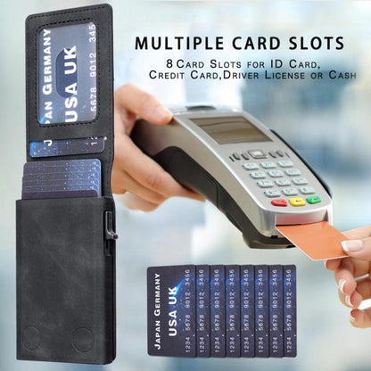 BFK29 Prismatic Embossed MagSafe Magnetic Leather Card Bag(Black) - Adhesive Card Holders by buy2fix | Online Shopping UK | buy2fix