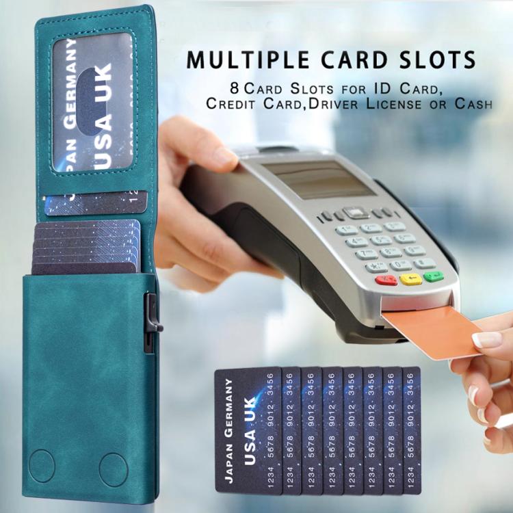 BFK29 Prismatic Embossed MagSafe Magnetic Leather Card Bag(Blue) - Adhesive Card Holders by buy2fix | Online Shopping UK | buy2fix