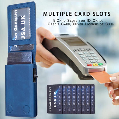 BFK29 Prismatic Embossed MagSafe Magnetic Leather Card Bag(Dark Blue) - Adhesive Card Holders by buy2fix | Online Shopping UK | buy2fix