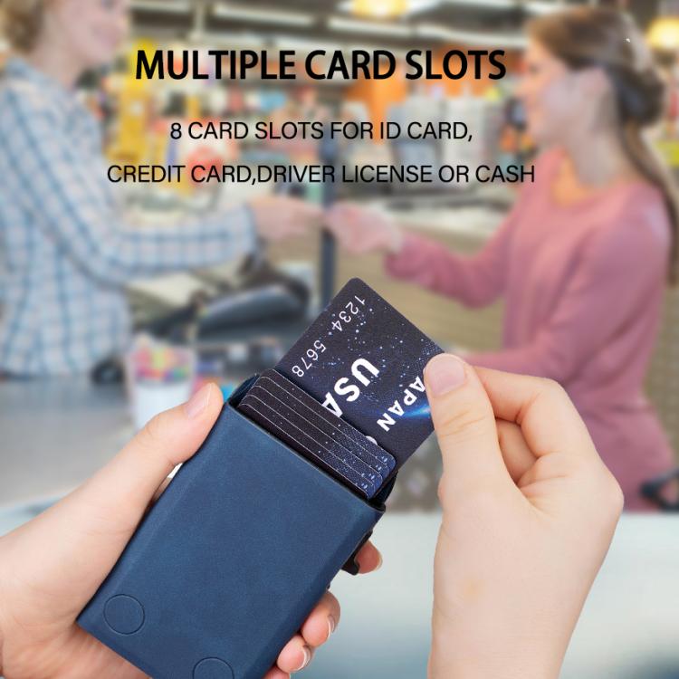 BFK29 Prismatic Embossed MagSafe Magnetic Leather Card Bag(Dark Blue) - Adhesive Card Holders by buy2fix | Online Shopping UK | buy2fix