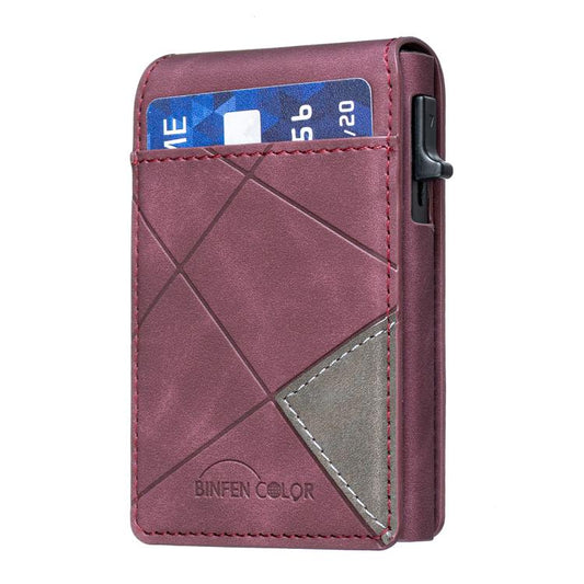 BFK29 Prismatic Embossed MagSafe Magnetic Leather Card Bag(Purple) - Adhesive Card Holders by buy2fix | Online Shopping UK | buy2fix