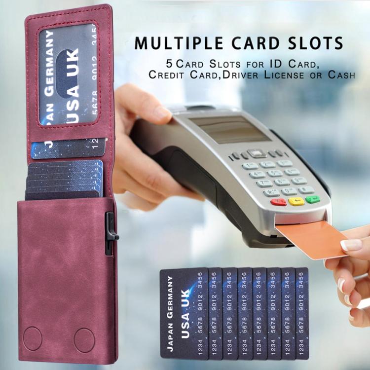 BFK29 Prismatic Embossed MagSafe Magnetic Leather Card Bag(Purple) - Adhesive Card Holders by buy2fix | Online Shopping UK | buy2fix