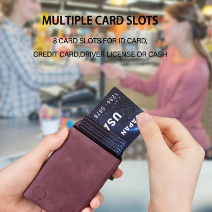 BFK29 Prismatic Embossed MagSafe Magnetic Leather Card Bag(Purple) - Adhesive Card Holders by buy2fix | Online Shopping UK | buy2fix