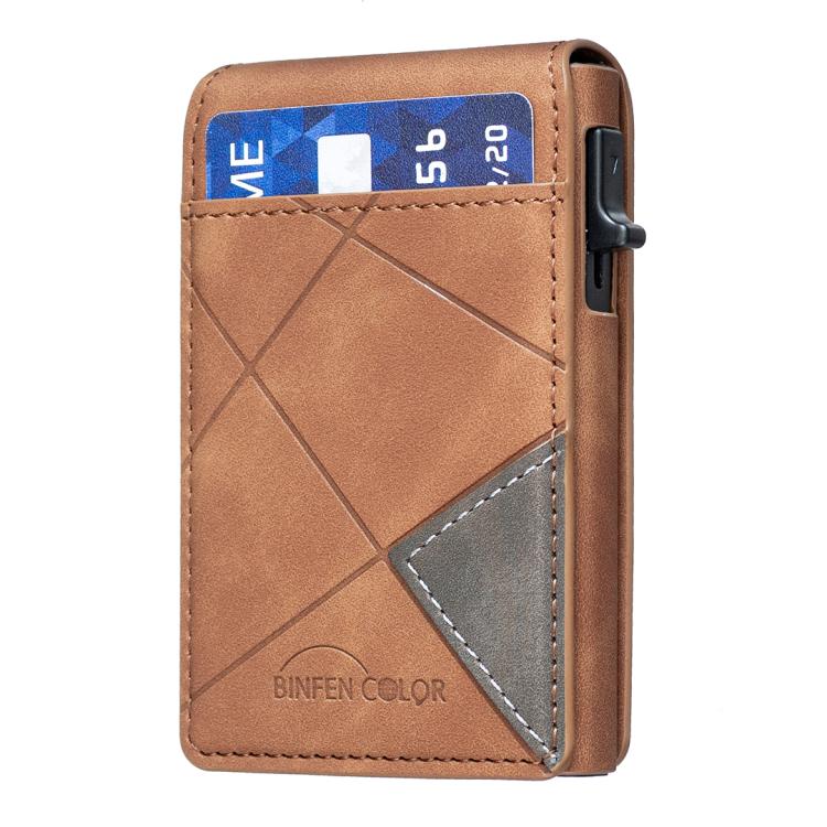 BFK29 Prismatic Embossed MagSafe Magnetic Leather Card Bag(Brown) - Adhesive Card Holders by buy2fix | Online Shopping UK | buy2fix
