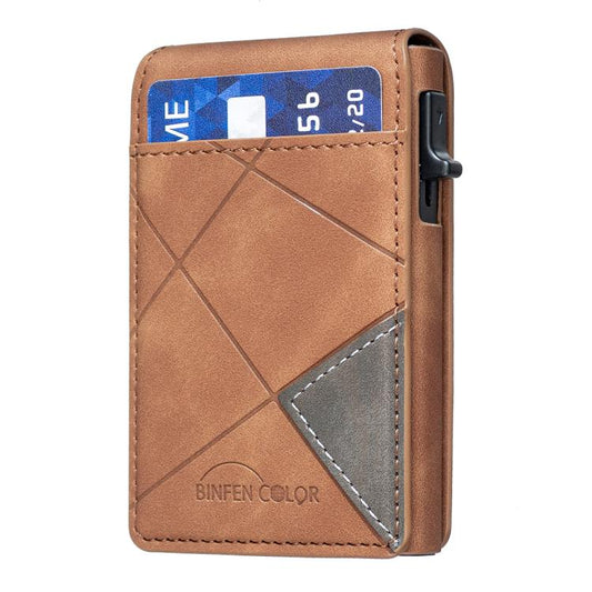 BFK29 Prismatic Embossed MagSafe Magnetic Leather Card Bag(Brown) - Adhesive Card Holders by buy2fix | Online Shopping UK | buy2fix