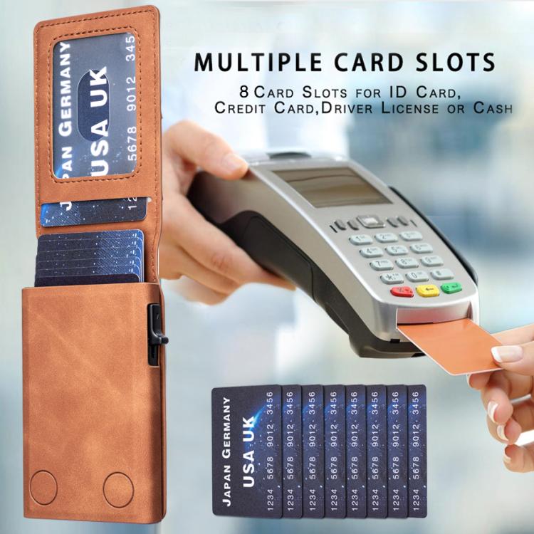 BFK29 Prismatic Embossed MagSafe Magnetic Leather Card Bag(Brown) - Adhesive Card Holders by buy2fix | Online Shopping UK | buy2fix