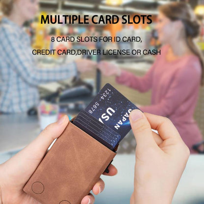 BFK29 Prismatic Embossed MagSafe Magnetic Leather Card Bag(Brown) - Adhesive Card Holders by buy2fix | Online Shopping UK | buy2fix