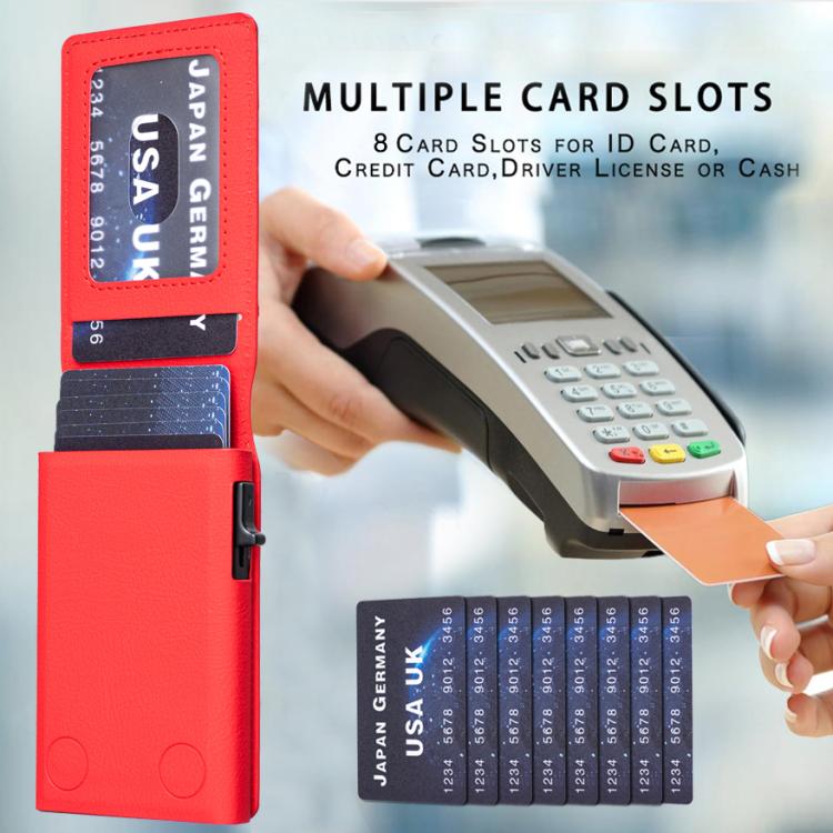 BFK28 Colorblock MagSafe Magnetic Leather Card Bag(Red) - Adhesive Card Holders by buy2fix | Online Shopping UK | buy2fix