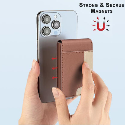 BFK28 Colorblock MagSafe Magnetic Leather Card Bag(Brown) - Adhesive Card Holders by buy2fix | Online Shopping UK | buy2fix