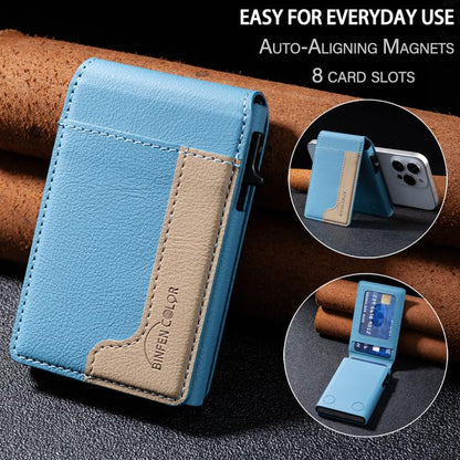 BFK28 Colorblock MagSafe Magnetic Leather Card Bag(Light Blue) - Adhesive Card Holders by buy2fix | Online Shopping UK | buy2fix