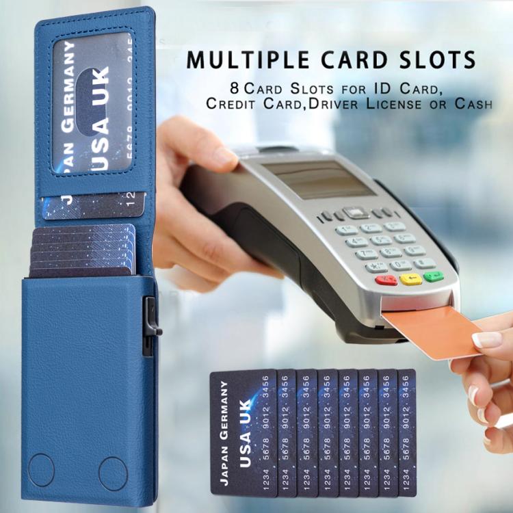 BFK31 Colorblock Zipper MagSafe Magnetic Leather Card Bag(Dark Blue) - Adhesive Card Holders by buy2fix | Online Shopping UK | buy2fix