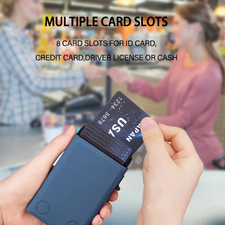 BFK31 Colorblock Zipper MagSafe Magnetic Leather Card Bag(Dark Blue) - Adhesive Card Holders by buy2fix | Online Shopping UK | buy2fix