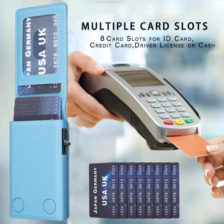 BFK30 Colorblock Flowers Magsafe Magnetic Leather Card Bag(Light Blue) - Adhesive Card Holders by buy2fix | Online Shopping UK | buy2fix