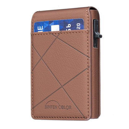 BFK32 Embossed Prismatic MagSafe Magnetic Leather Card Bag(Brown) - Adhesive Card Holders by buy2fix | Online Shopping UK | buy2fix