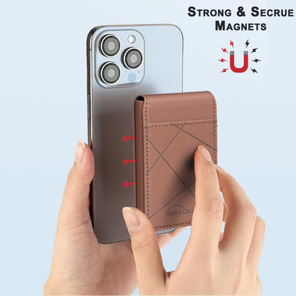 BFK32 Embossed Prismatic MagSafe Magnetic Leather Card Bag(Brown) - Adhesive Card Holders by buy2fix | Online Shopping UK | buy2fix