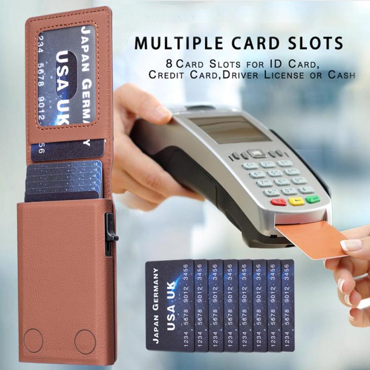 BFK32 Embossed Prismatic MagSafe Magnetic Leather Card Bag(Brown) - Adhesive Card Holders by buy2fix | Online Shopping UK | buy2fix