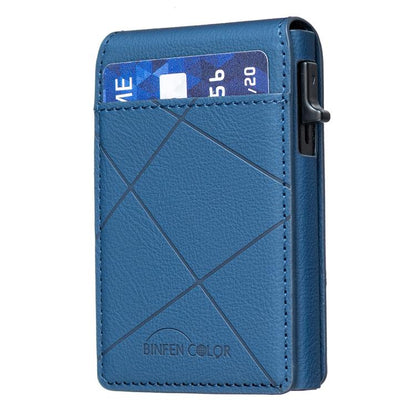BFK32 Embossed Prismatic MagSafe Magnetic Leather Card Bag(Dark Blue) - Adhesive Card Holders by buy2fix | Online Shopping UK | buy2fix
