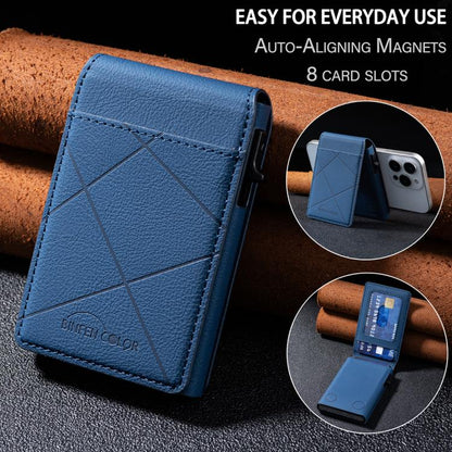 BFK32 Embossed Prismatic MagSafe Magnetic Leather Card Bag(Dark Blue) - Adhesive Card Holders by buy2fix | Online Shopping UK | buy2fix