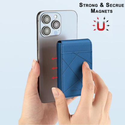 BFK32 Embossed Prismatic MagSafe Magnetic Leather Card Bag(Dark Blue) - Adhesive Card Holders by buy2fix | Online Shopping UK | buy2fix