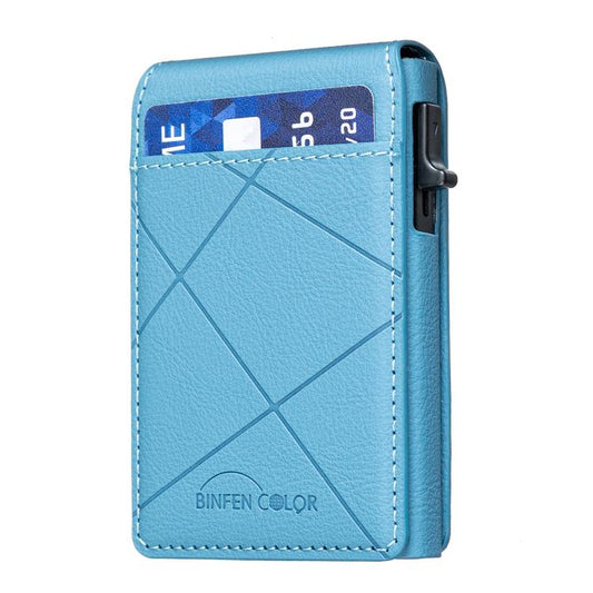 BFK32 Embossed Prismatic MagSafe Magnetic Leather Card Bag(Light Blue) - Adhesive Card Holders by buy2fix | Online Shopping UK | buy2fix