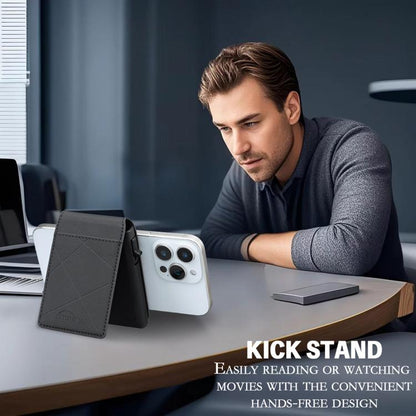 BFK32 Embossed Prismatic MagSafe Magnetic Leather Card Bag(Black) - Adhesive Card Holders by buy2fix | Online Shopping UK | buy2fix