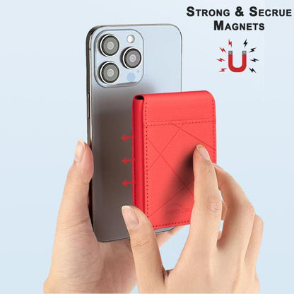 BFK32 Embossed Prismatic MagSafe Magnetic Leather Card Bag(Red) - Adhesive Card Holders by buy2fix | Online Shopping UK | buy2fix