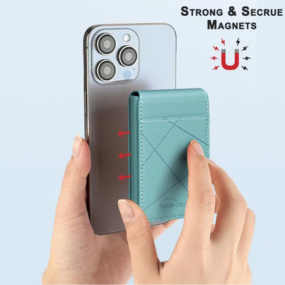 BFK32 Embossed Prismatic MagSafe Magnetic Leather Card Bag(Green) - Adhesive Card Holders by buy2fix | Online Shopping UK | buy2fix