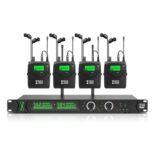 XTUGA RW2090 Professional Stage Wireless 2 Channel In Ear Monitoring System 4 in 1(UK Plug)