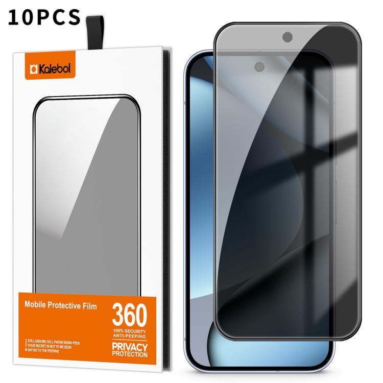 For Google Pixel 10 Pro Kalebol 10pcs High-Aluminum Screen-Printed Full-Coverage Black-Border Privacy Tempered Glass Film - Google Tempered Glass by Kalebol | Online Shopping UK | buy2fix