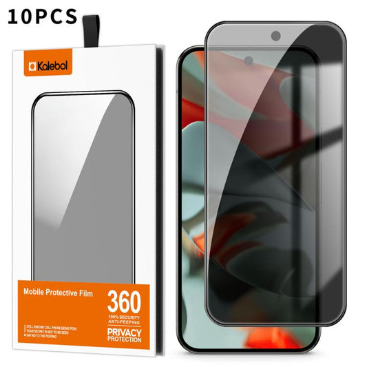 For Google Pixel 9 Pro XL Kalebol 10pcs High-Aluminum Screen-Printed Full-Coverage Black-Border Privacy Tempered Glass Film - Google Tempered Glass by Kalebol | Online Shopping UK | buy2fix