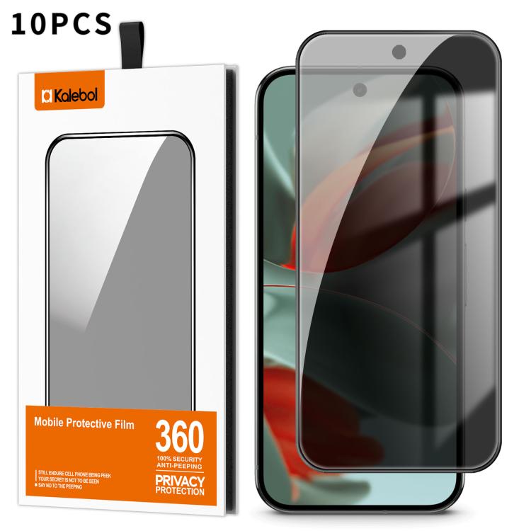 For Google Pixel 9 Pro Kalebol 10pcs High-Aluminum Screen-Printed Full-Coverage Black-Border Privacy Tempered Glass Film - Google Tempered Glass by Kalebol | Online Shopping UK | buy2fix