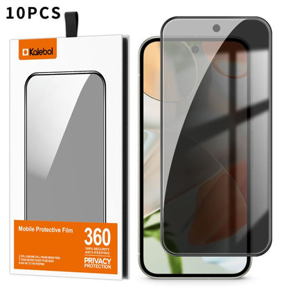 For Google Pixel 9 Kalebol 10pcs High-Aluminum Screen-Printed Full-Coverage Black-Border Privacy Tempered Glass Film - Google Tempered Glass by Kalebol | Online Shopping UK | buy2fix